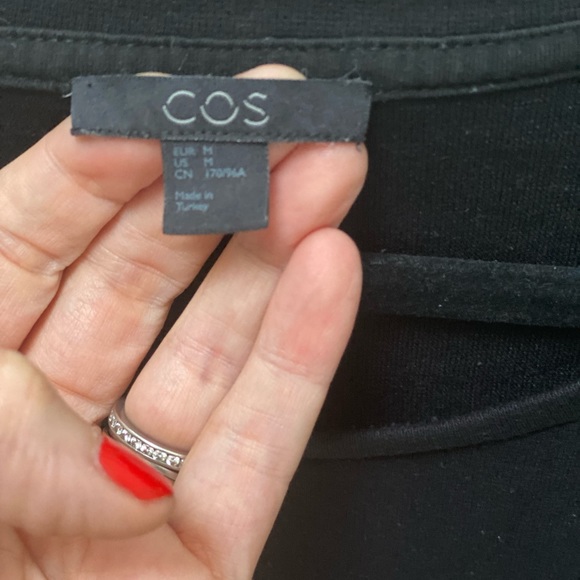 Black COS sleeveless dress with asymmetrical hem. - Picture 2 of 5